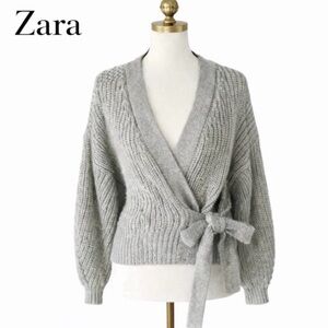 NWT Zara Pale Green Chunky Knit Wrap Sweater. Tie Belt Cozy. Women Lg.
$55